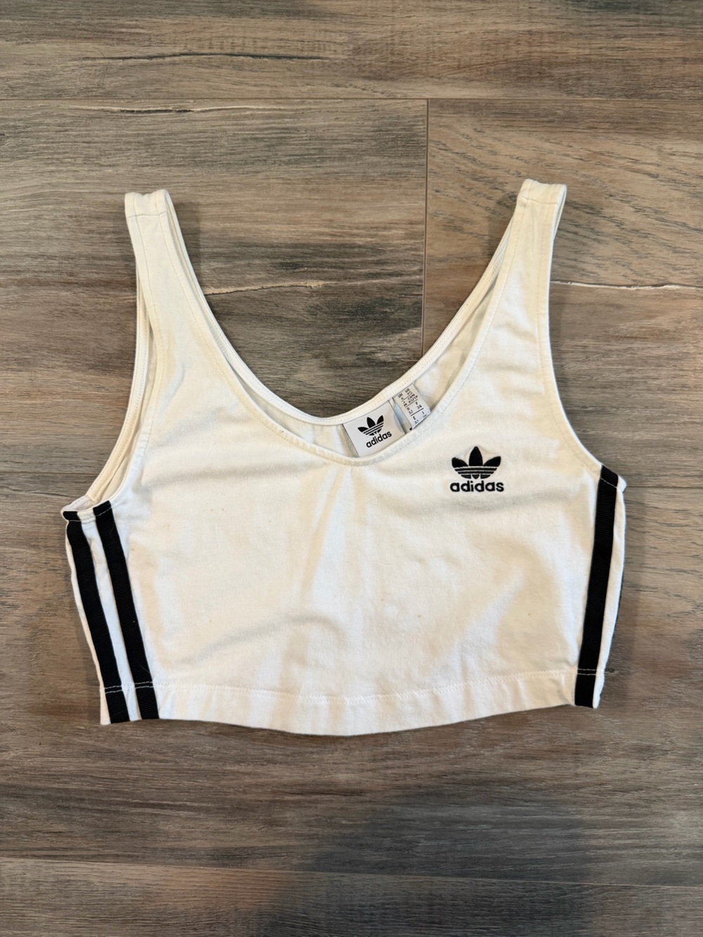 adidas White Tank Top with Black Trefoil